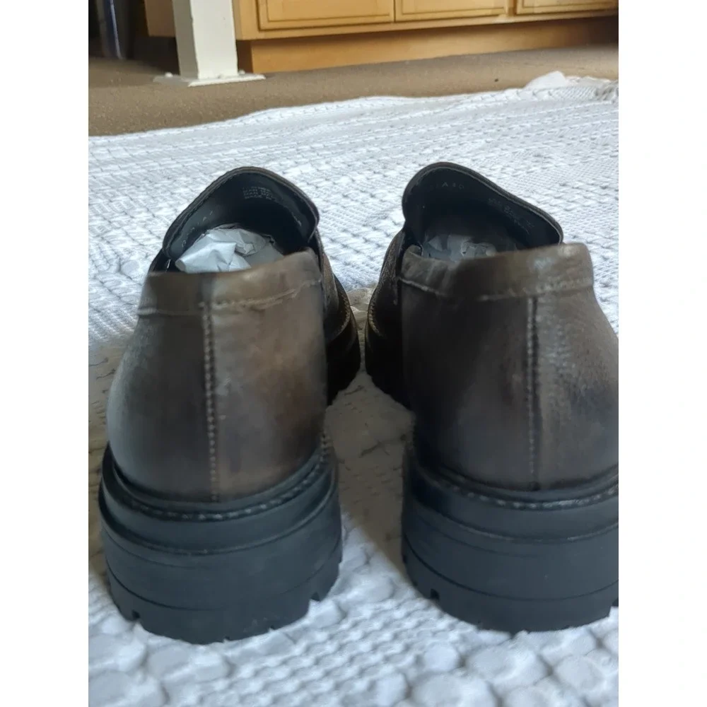 Miz Mooz Chunky Platform Leather Loafers Y2K Brown Size 9.5 US 40 Slip On